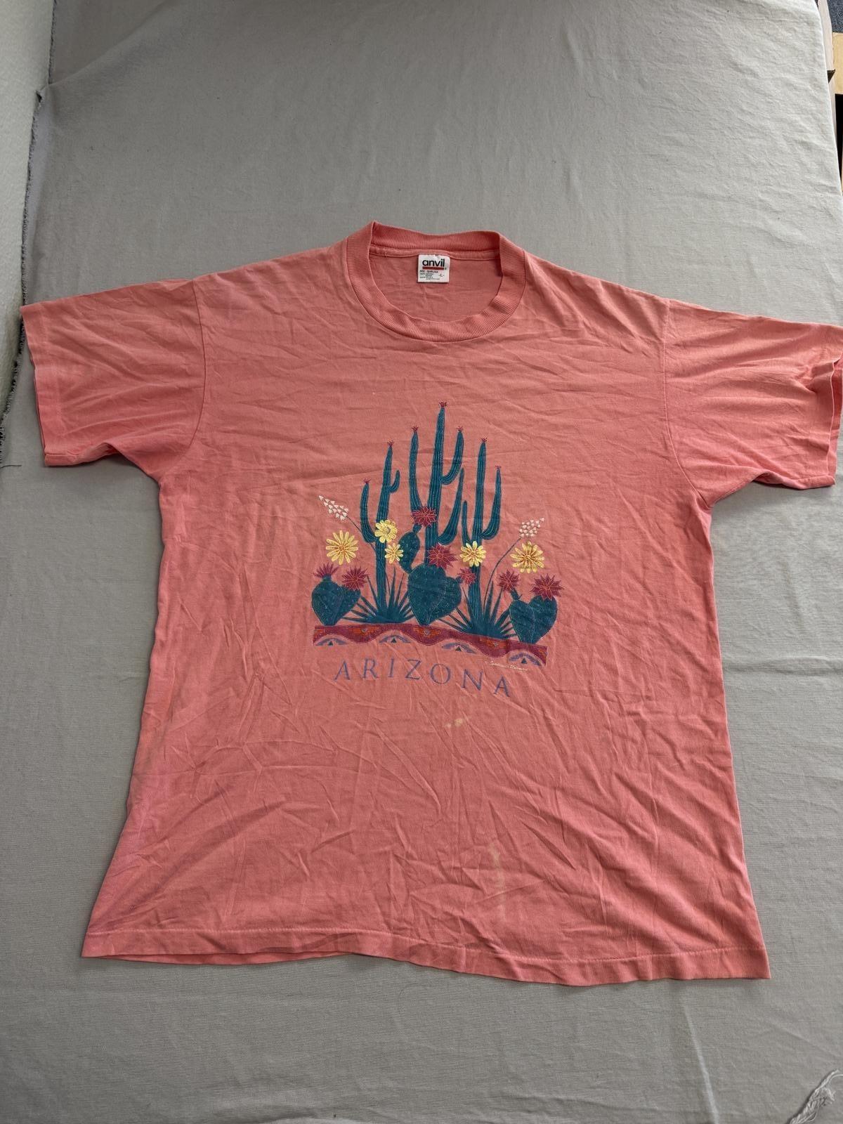 Vintage Arizona T-shirt Cactus Pink Pastel Tee - L XXL