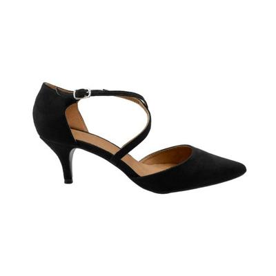 Womens/Ladies Kennedi Suede Crossover Strap Wide Kitten Heel Shoes