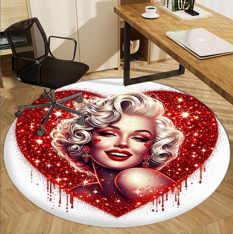 Marilyn Monroe Patroon Rond Tapijt, Binnen/Buiten Mat, voor Picknick, Speelkamer, Slaapkamer, Kantoor, Woonkamer, Huisdecoratie Tapijt, Verjaardagscadeau