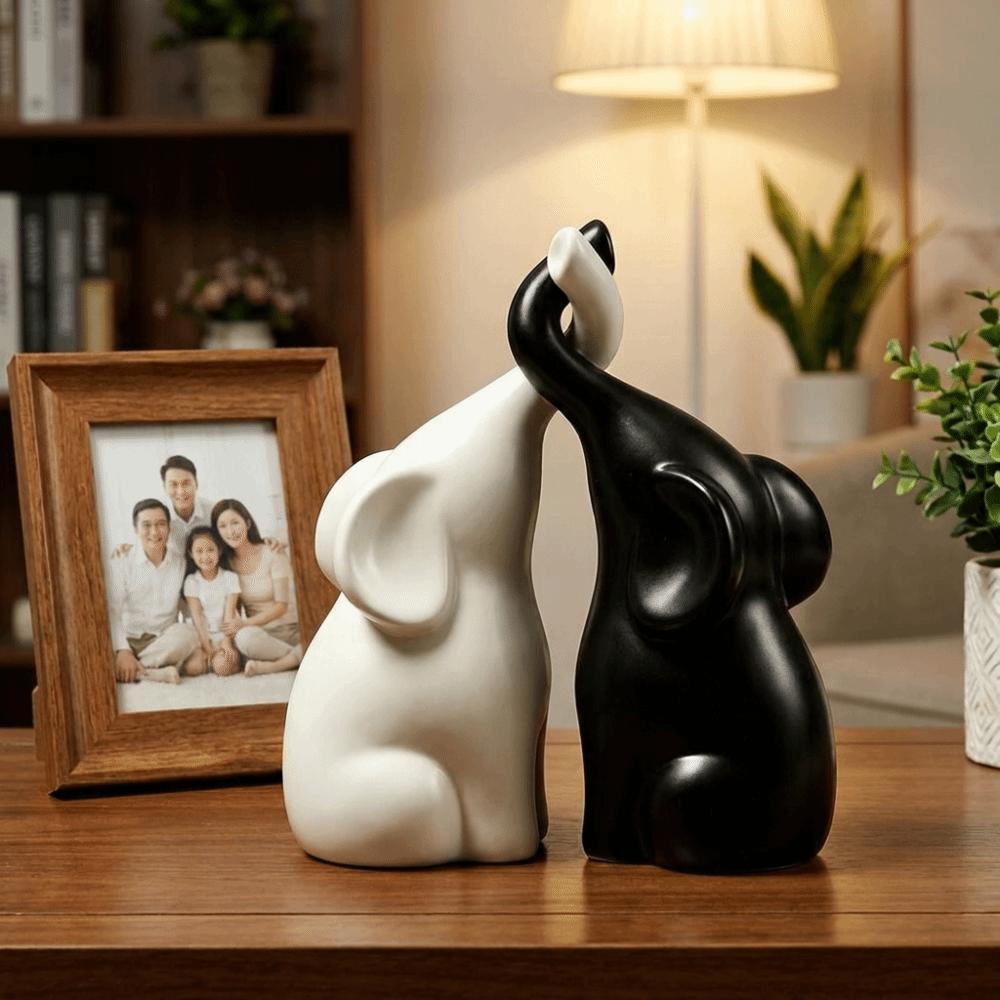 Minimalist Elephant Sculpture Niche Style Loving Figurine Creative Couples Elephant Statue  Office