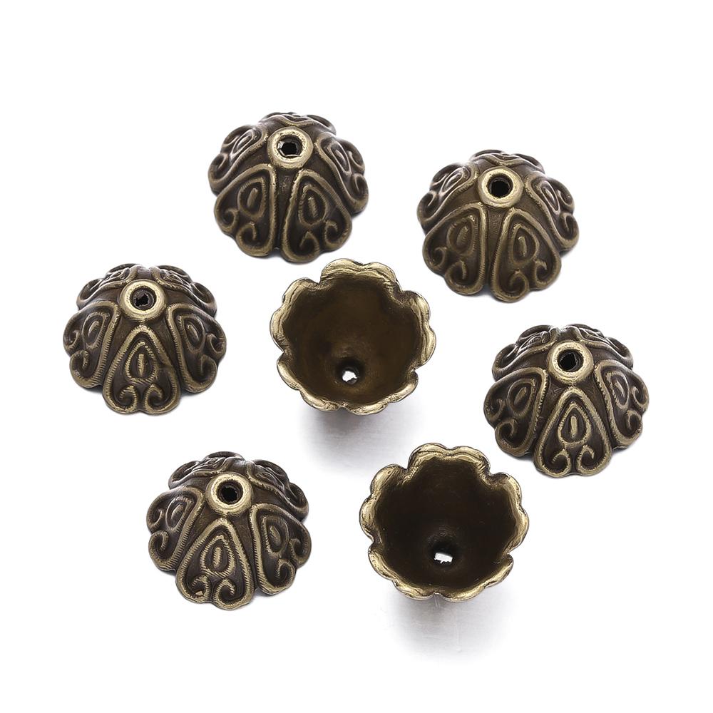 10pcs/Lot Antique Silver Color Alloy Leaf Flowers Bead End Caps for Jewelry Making Needlework Spacer Bead Caps DIY Accessories