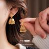 Gold-Plated Silver Tassel Stud Earrings In Retro Ethnic Style - Luxurious and Versatile.