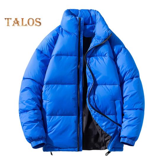 

Мужское хлопковое пальто с воротником-стойкой, длинным рукавом, застежкой-молнией, регулируемым подолом и боковыми карманами, однотонная утолщенная стеганая верхняя одежда M синий