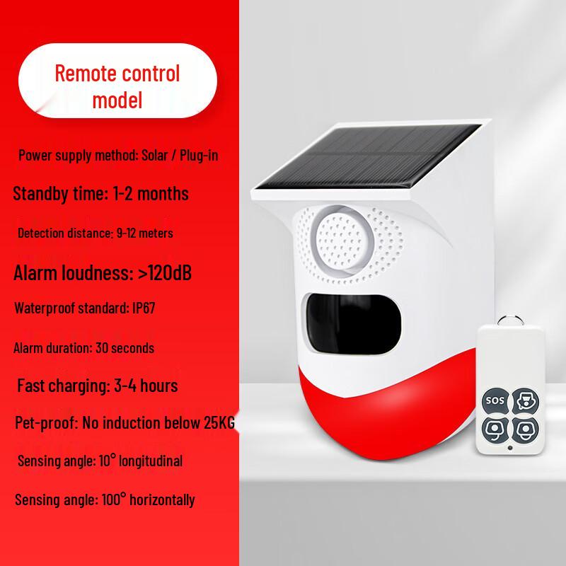 Solar Powered Wireless Infrared Motion Sensor Alarm