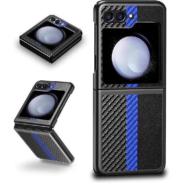 for Samsung Galaxy Z Flip 6 Case, Silky Touch Back Carbon Fiber Leather Cover for Samsung Flip 6, Ultra-Thin Shockproof Scratch-Resistant Protective