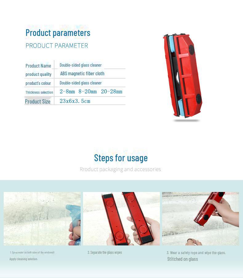 Double-Sided Magnetic High-Rise Window Wiper Brush