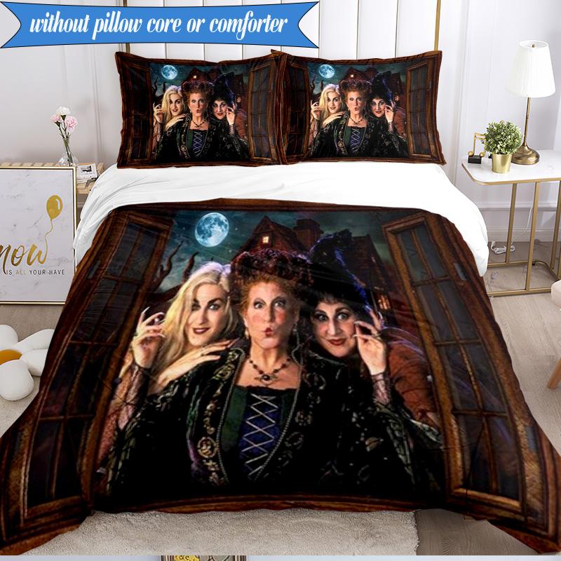 Halloween witch 3pcs K-pop music group Bedding set,Ideal for Bedroom, Dormitory,Including Duvet Cover And 2pcs Pillowcases,Fan gifts