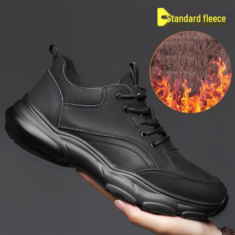 

Woodpecker Men s Fleece-Lined Leather Casual Shoes - Warm, Soft Sole, Height-Increasing Trendy Sneakers 38
