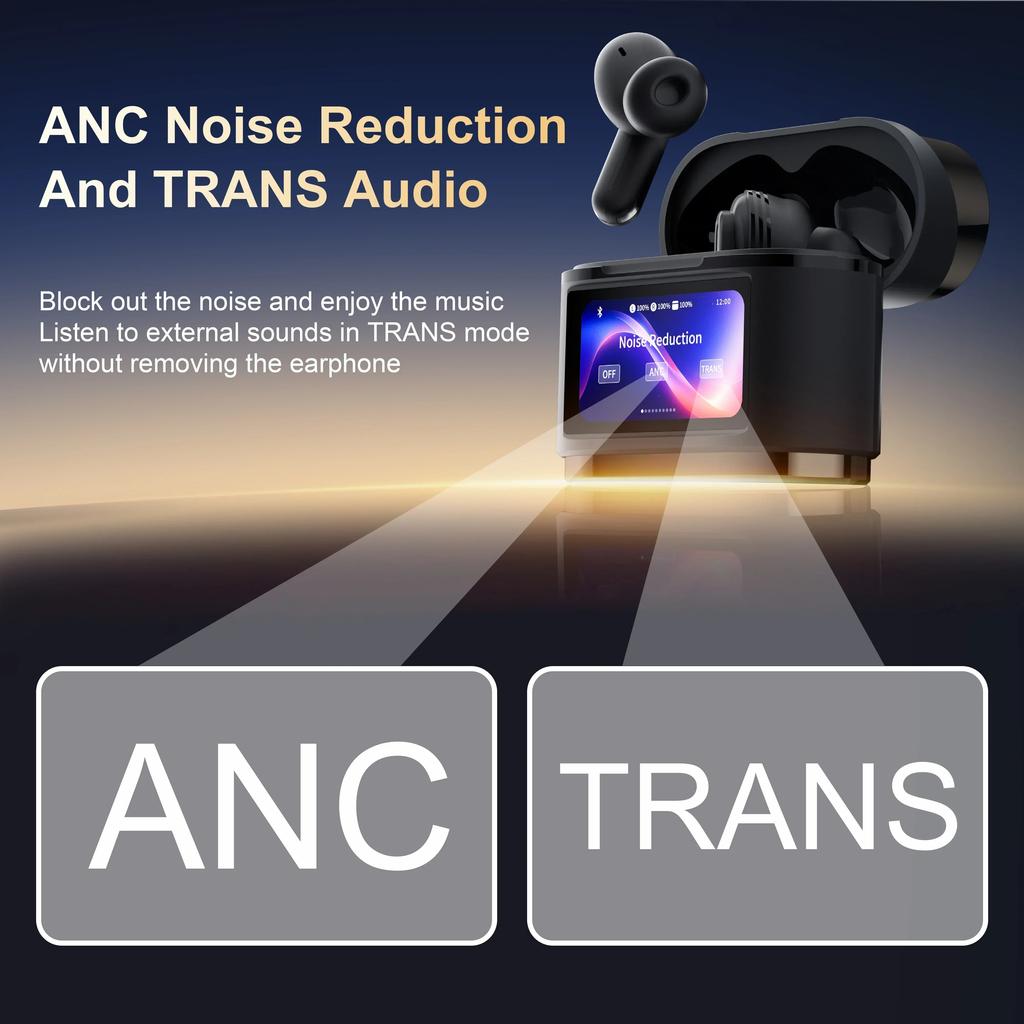 Wireless Bluetooth 5.4 Earphones BD2 ANC Earbuds Noise Reduction ENC Digital Display Screen with Different Sound Quality Headphones for Android iOS