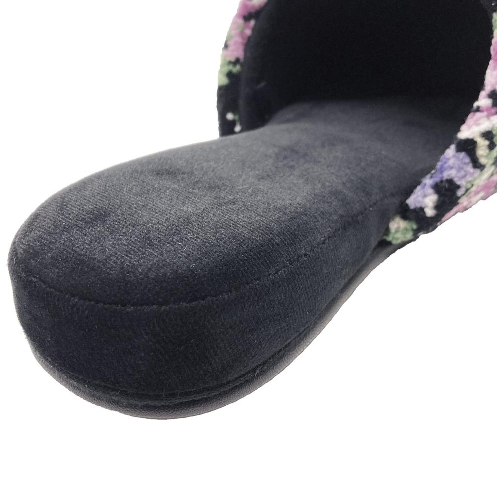 Senko FEELFOOT Garten Glazed Rose 27568 Slippers, Approx. 23.5cm - 25cm, Black, Weave, Design,