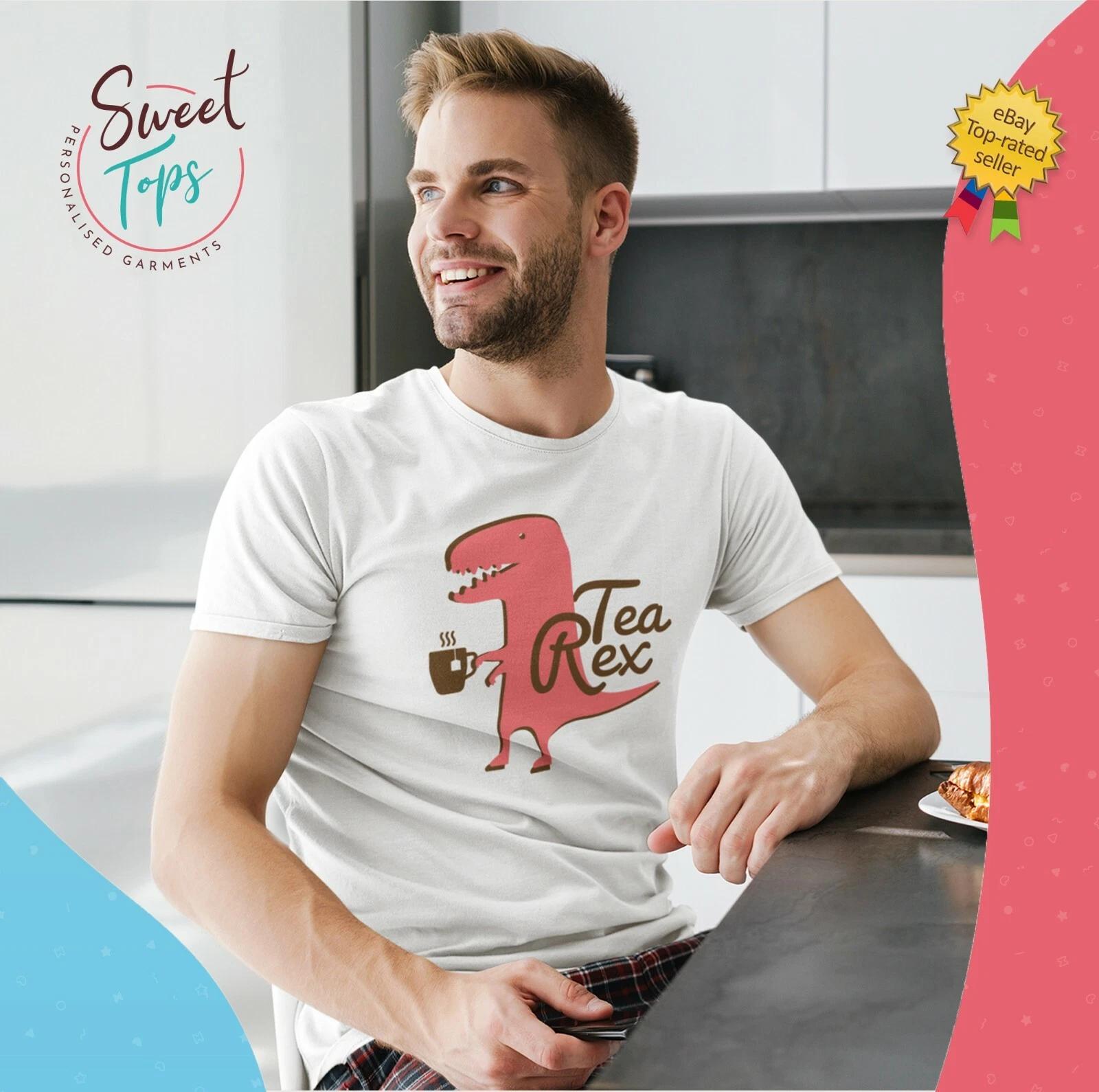 

TEA REX INSPIRED MALE ADULTS WHITE T shirt | NOVELTY | GIFT | BIRTHDAY | FUNNY 3XL