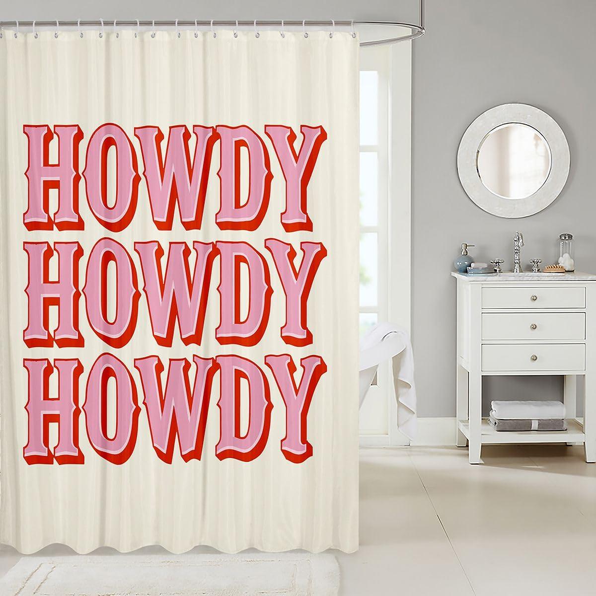 

Vikama Western Cowboy Howdy Slogan Shower Curtain, Waterproof & Mildew-Proof Edgy Bathroom Partition Curtain Decoration W60H190(CM)-1 Pcs