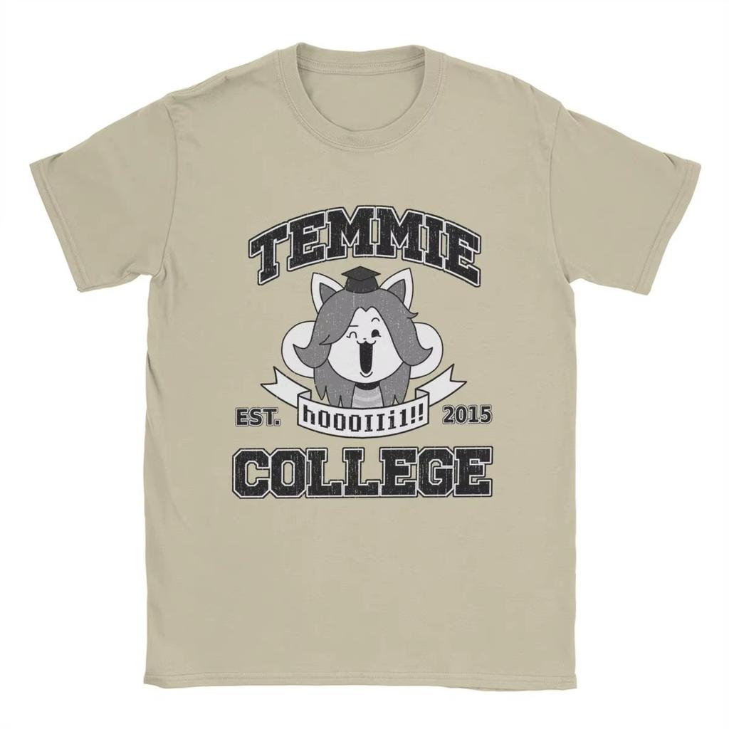 Temmie College Undertale T Shirt for Men Pure  Leisure T-Shirt O Neck Game Tee Shirt Short Sleeve Clothes Adult