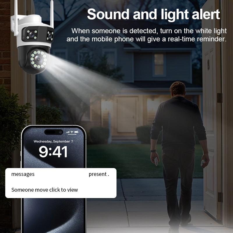 4G Wireless 3-Lens 3K Outdoor Home Security Camera, 6MP WiFi Network