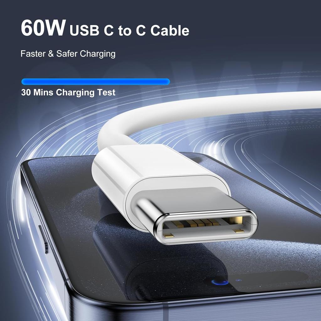 Hot Selling 1m 60W Braided Nylon Fast Charging Cable Type c to Type c for iPhone 15 Pro Max Computer Accessory