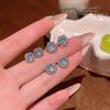 Elegant Blue Crystal Geometric Earrings: Korean-Style, Versatile Luxury