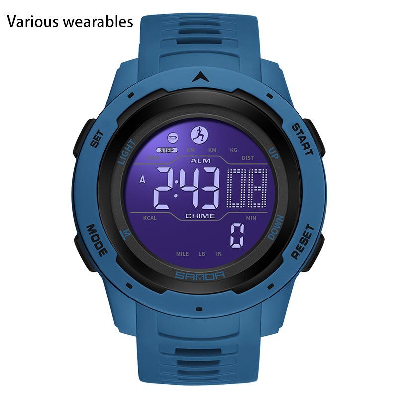 Calorie Pedometer Electronic Watch Waterproof Multifunctional Sports Shockproof Smart Alarm Clock Watch for Men and Women