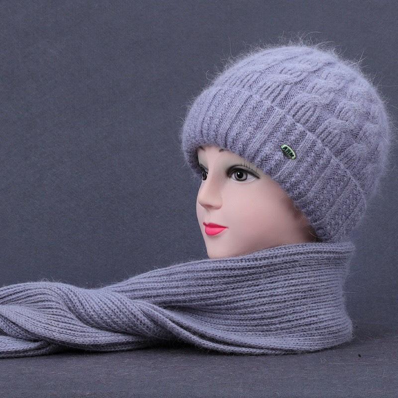 

Autumn and Winter Middle Aged and Elderly Women s Hats and Scarves for Mothers In Winter Plus Velvet Warm Woolen Hats Fashionable Knitted Hats one size