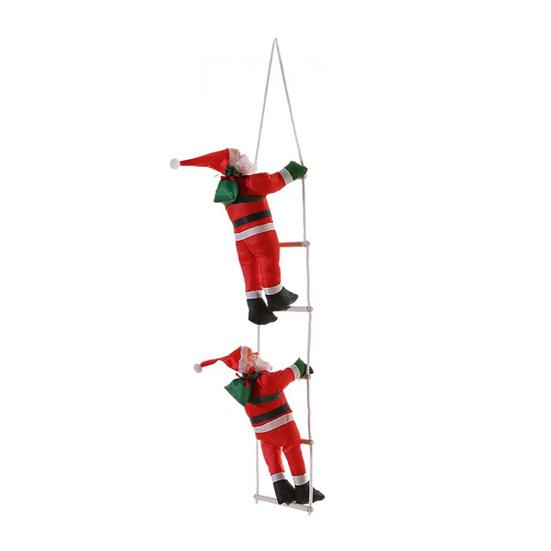 Yousheng Santa Claus On Ladder Ornament Plush Hanging Decor for Christmas Tree Window Staircase Festive Holiday Decoration with Rope
