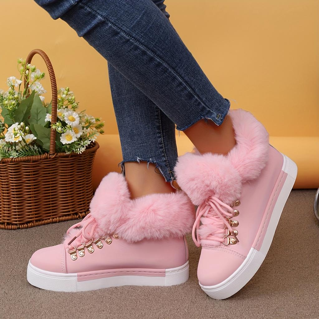 Autumn/Winter New Women'S Flat Snow Boots, Christmas Style Furry Short Boots, Warm And Non-Slip Casual Women'S Shoes
