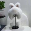 Adult Fox Fur Plush Shaking Rabbit Hat - Cute, Warm, Winter Ear Protection for Parent-Child Fashion.