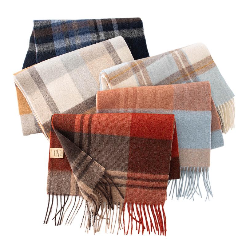 New Year's Wool Scarf for Women In Winter New Plaid Shawl Scarf Autumn and Winter Men's Plaid Cashmere Feel