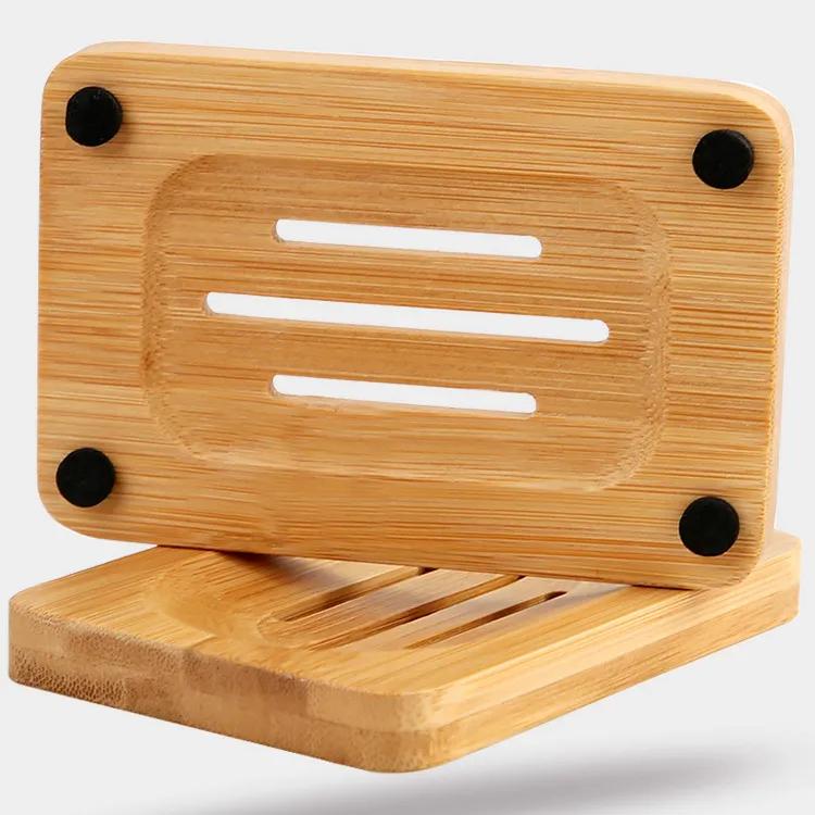 Natural Wood Bamboo Soap Dish Holder for Bathroom Kitchen Sink Sponges Organizer Accessories Storage YFA1994
