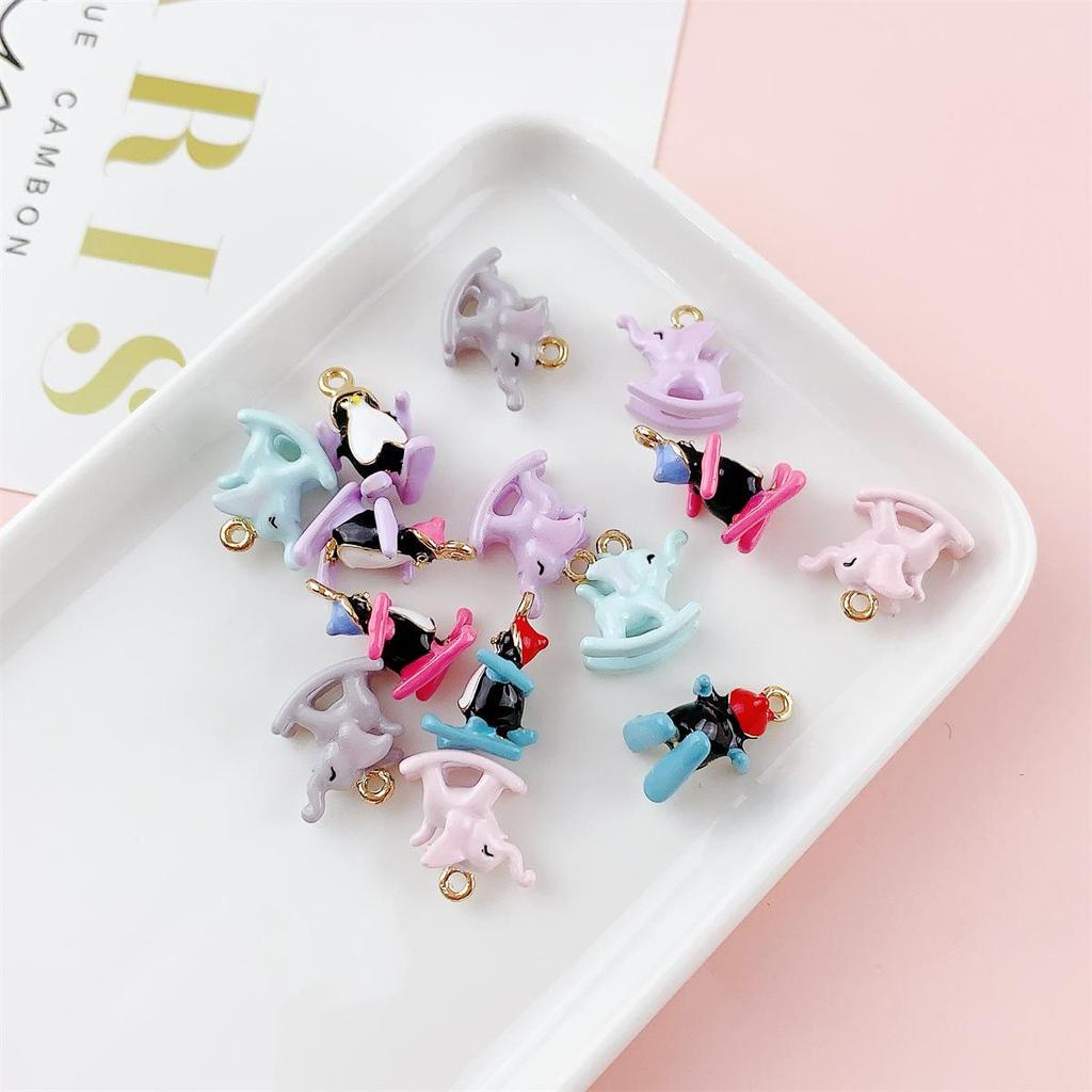 Colorful 3D Elephant & Skiing Penguin Pendant - DIY Jewelry Charm
