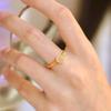 Small Sugar Cube Ring Women's Yellow Crystal Bread Zircon Niche Design High-end Ring Jewelry