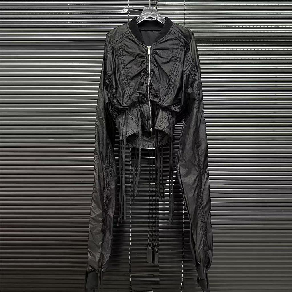 Niche Design Retro Spicy Girl Ruched Drawstring Short Jacket for Women - New Spring Fashion.