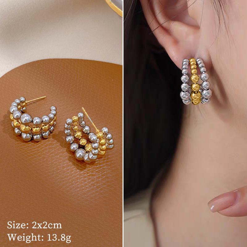 Cercei minimaliști tip stud din oțel titan cu sidef și trifoi cu patru foi - Design androgin pentru temperament individual și eleganță de banchet.