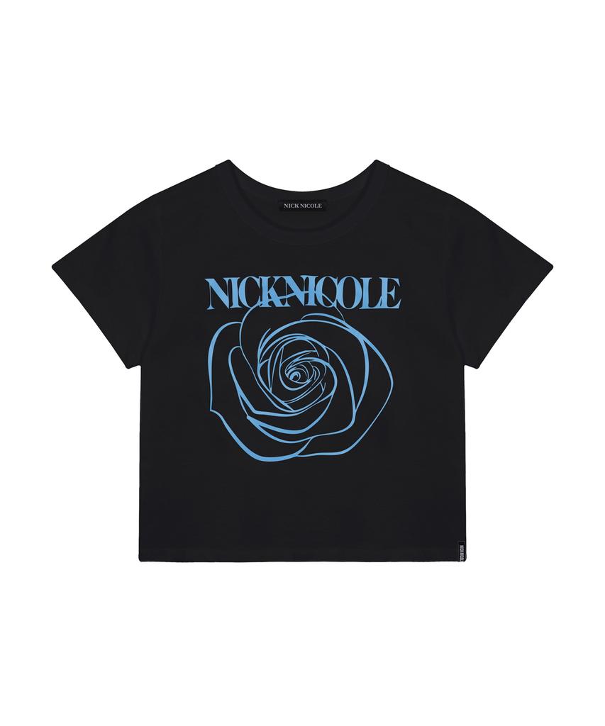 Nigaennikol Rose Signature Crop Top_Black Sky Blue
