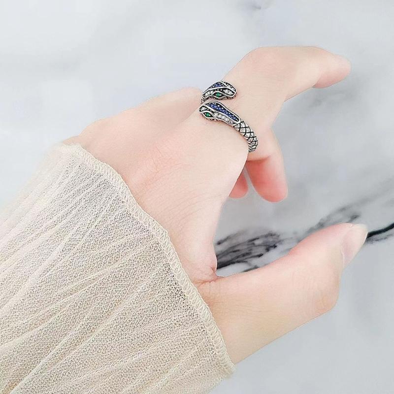 Mode Offene Ringe Vintage Schlangenring Legierung Stapelringe Verstellbarer Tier Fingerring Punk Schmuck für Männer Frauen