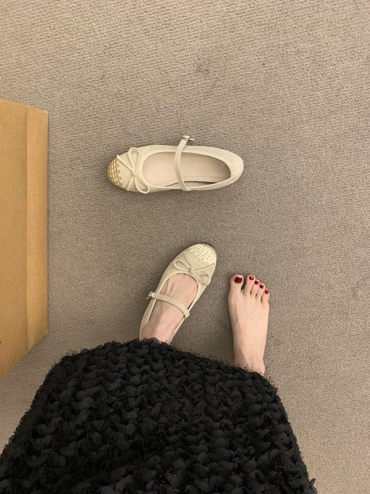 First encounter season niche covered ancient suede inner height increase single shoes shoes season with skirt ballet ma 40 бежевый 2890₽