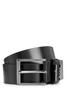 [BOSS] Italian Leather Belt, Satin Gunmetal, Metal Parts, Men's, Size 90, Black