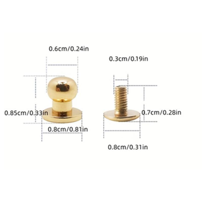5 seturi de nasturi, cu cap rotund, cu bile, știfturi, nituri pentru cuie, accesorii de feronerie pentru artizanat din piele