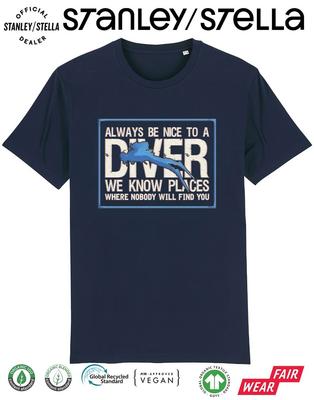 Herren Tauch T-Shirt Sei immer nett zu einem Taucher Lustige Ausrüstung Ausrüstung Tauchen