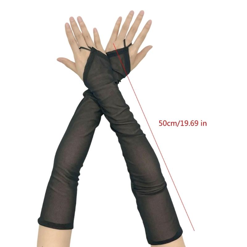 Long Fingerless Tulle Mesh Gloves for Women Elegant Bridal Sheer Arm Sleeves for Operas and Cosplay Theme Party 1920s