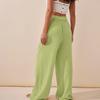 Women's Wide Leg Pants High Elastic Waisted In The Back Business Work Trousers Long Casual Pants
