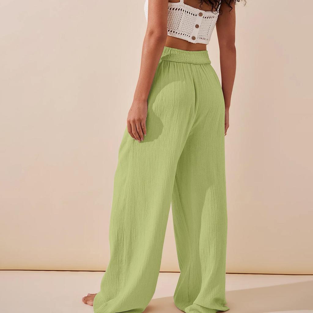 Women's Wide Leg Pants High Elastic Waisted In The Back Business Work Trousers Long Casual Pants