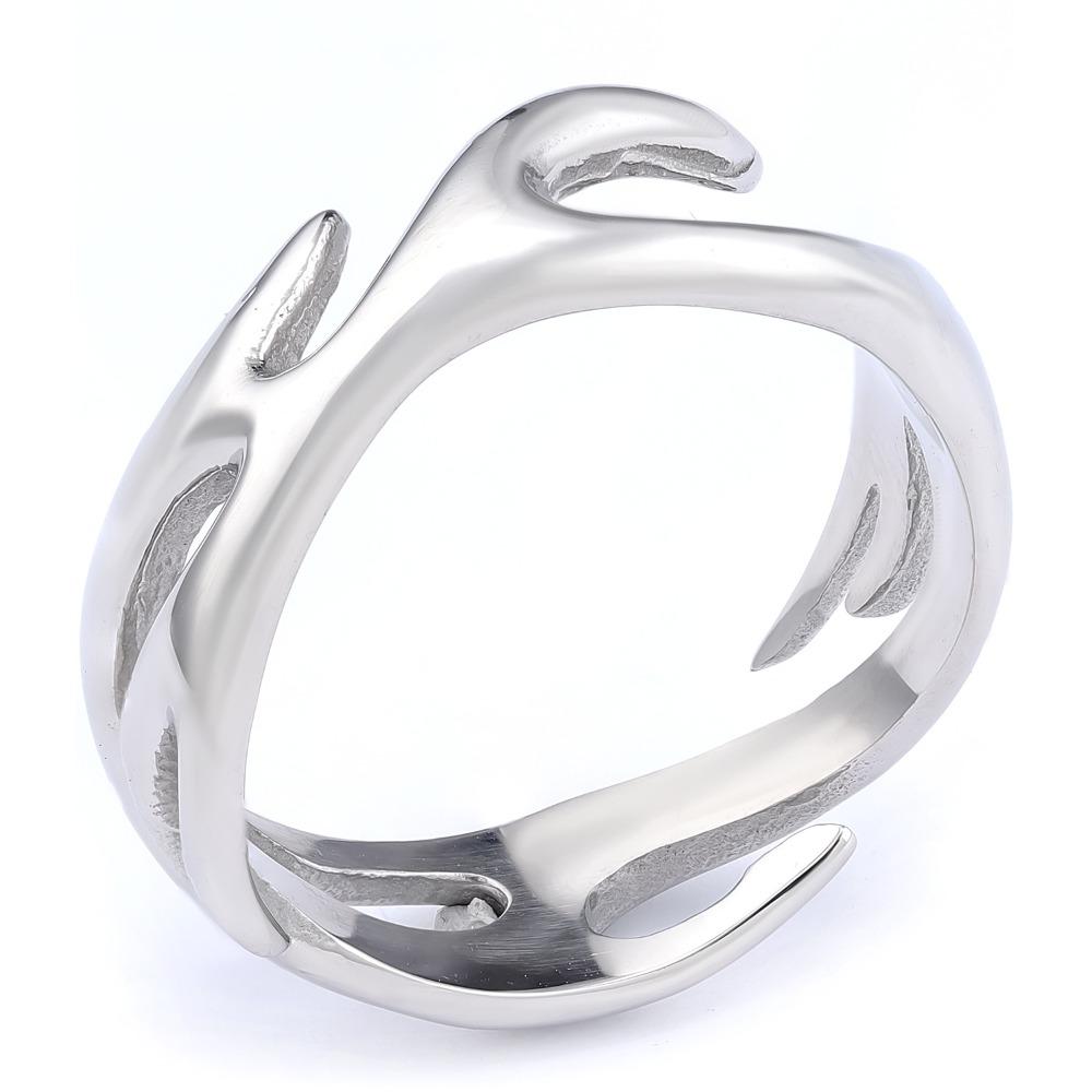 

Punk Flame Ring Titanium Steel Silver Minimalist Gothic Jewelry for Men Women No. 5