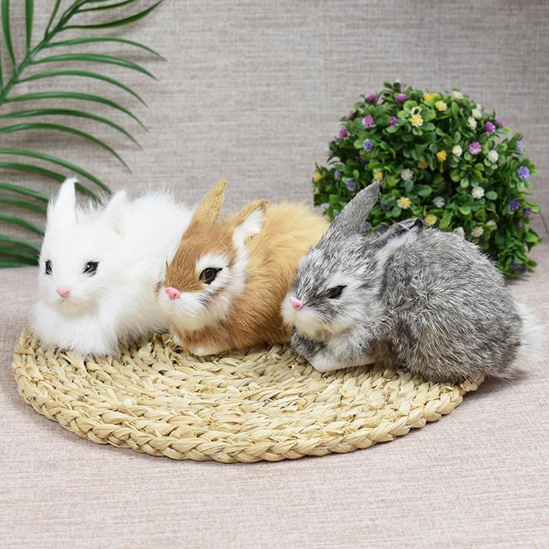 Buy Simulation Rabbit Toy Furs Squatting Model Home Decoration Figures