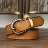 Women's Belt Vintage Crumpled Korean Style Fashion All-Matching Brass Buckle Genuine Leather Jeans Belt Women's
