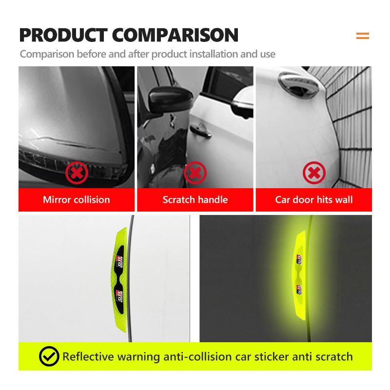 For S9 4pcs Car Door Side Edge Anti Collision Strip Reflective Protector Sticker Auto Accessories Crown GR Sport Corolla JH9