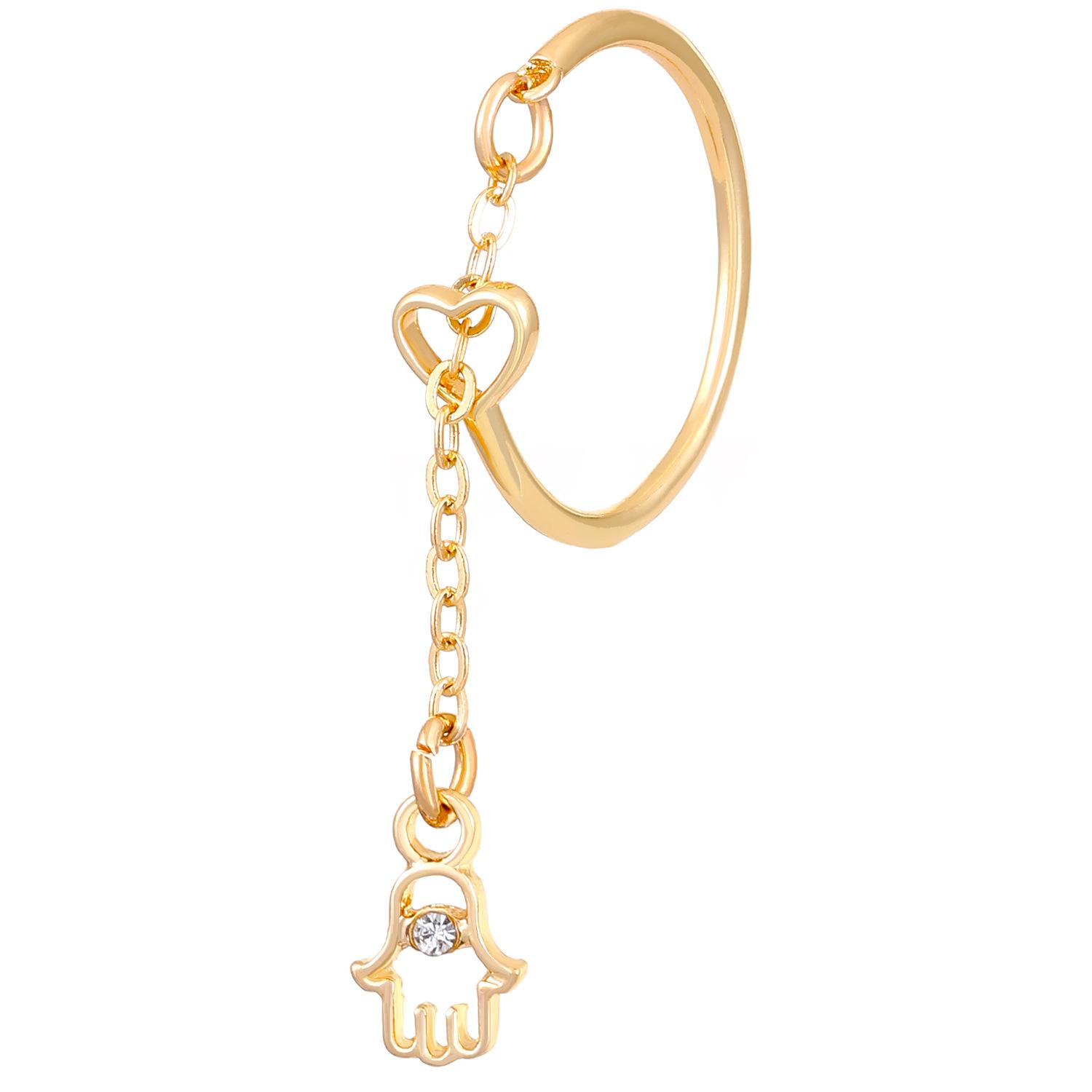 

Vintage Tassel Chain Ring For Women Trendy Elegant Charm Adjustable Personality Ring Party Zircon resizable помаранчевий