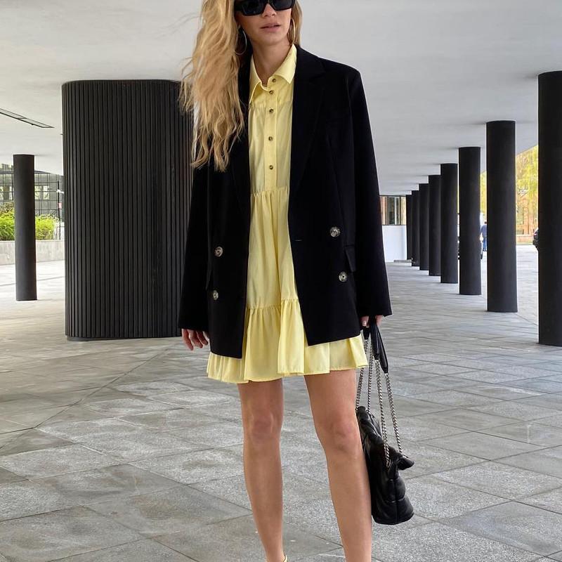 Весеннее платье-рубашка с длинными рукавами — фото 12