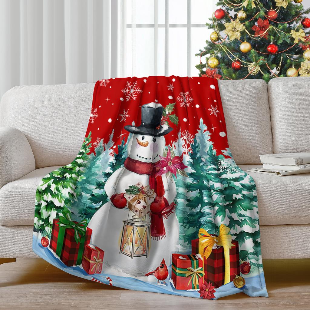 1pc Christmas snowman blanket, comfortable flannel printed blanket, nap warm sofa blanket, exquisite Christmas gift blanket