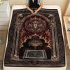1Pc Demon Print Flannel Blanket, High quality Comfortable for All Seasons, Home Decor, Warmth and Comfort, Perfect for Christmas Gifts W94