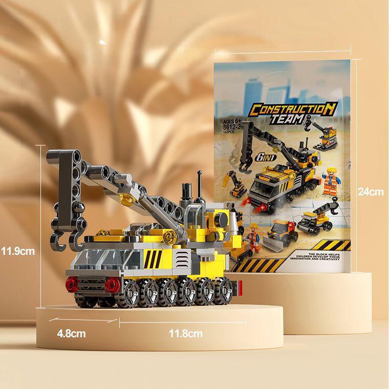 Compatible Building Blocks: Kids' Educational Street View Fire Truck & Engineering Vehicle Toys