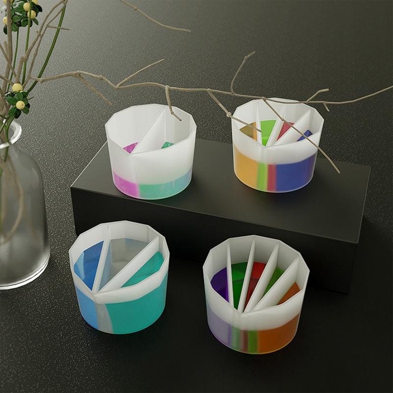Color Mixing Split Cup For Pouring Paint DIY Handmade Fluid Bear Crystal Drip Silicone Mold Art